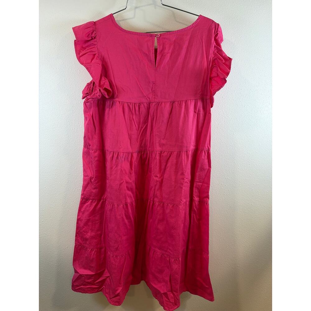 Hot pink ruffle, lightweight and knee length summer dress - Picture 4 of 5